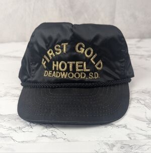 Deadwood South Dakota Satin Vintage Cap With Adjustable Band By Nissin Black